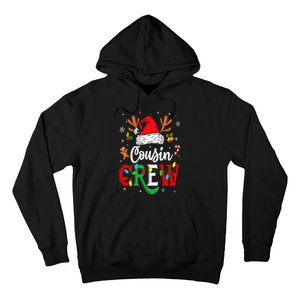 Christmas Cousin Crew Reindeer Santa Hat Lights Hoodie