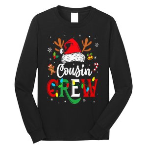 Christmas Cousin Crew Reindeer Santa Hat Lights Long Sleeve Shirt