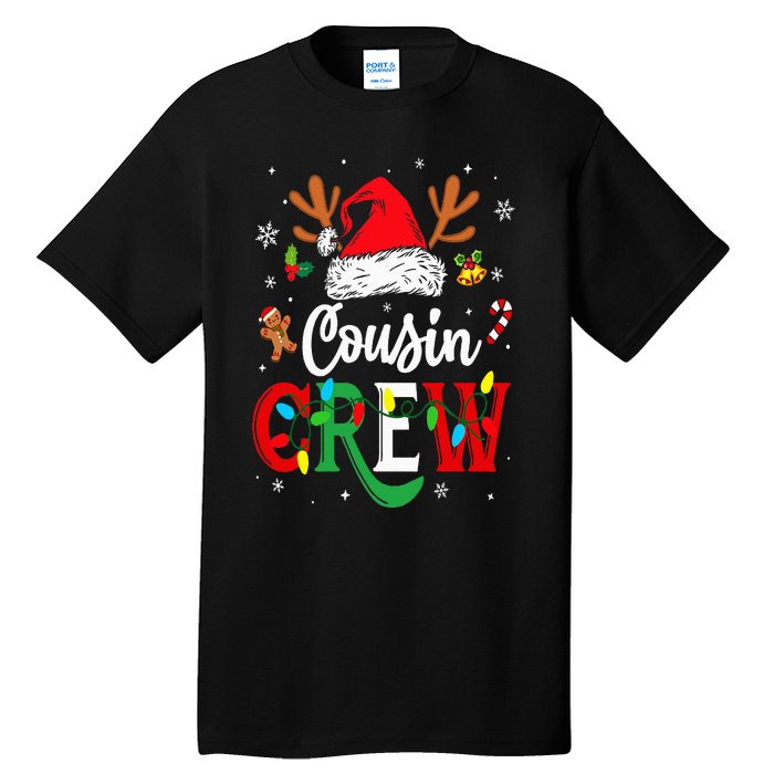 Christmas Cousin Crew Reindeer Santa Hat Lights Tall T-Shirt