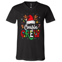 Christmas Cousin Crew Reindeer Santa Hat Lights V-Neck T-Shirt