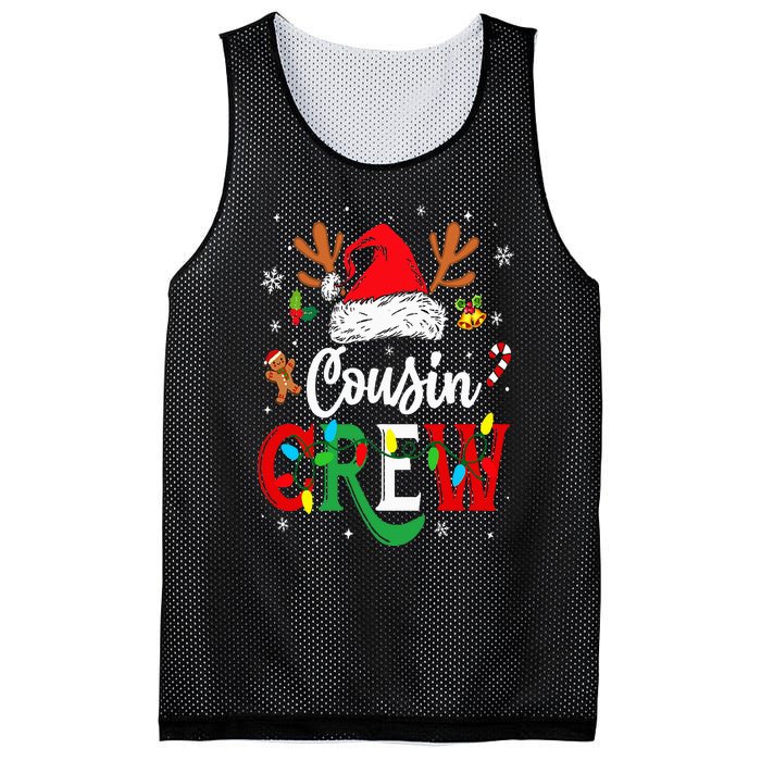 Christmas Cousin Crew Reindeer Santa Hat Lights Mesh Reversible Basketball Jersey Tank