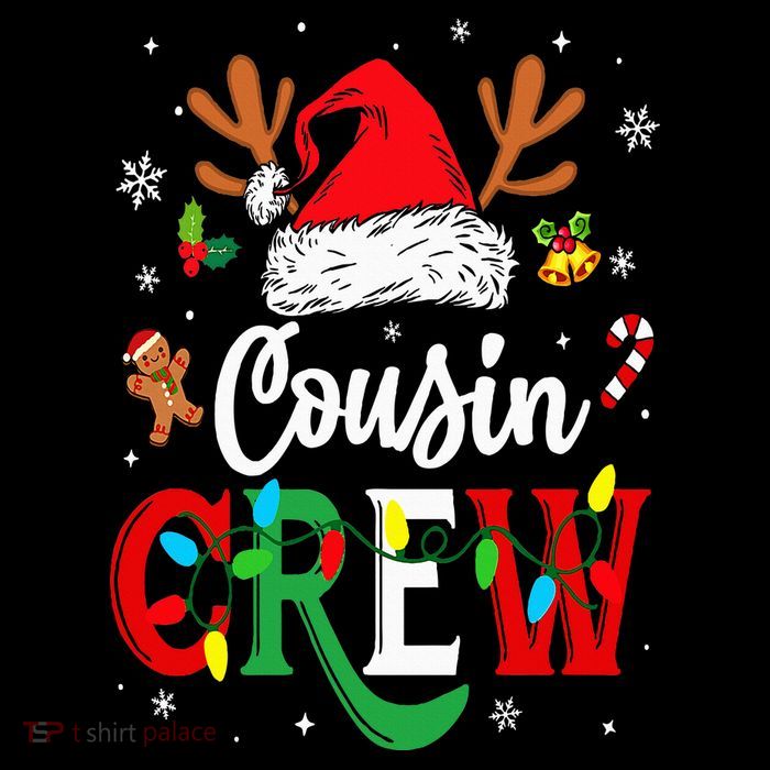 Christmas Cousin Crew Reindeer Santa Hat Lights Premium T-Shirt