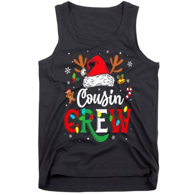 Christmas Cousin Crew Reindeer Santa Hat Lights Tank Top