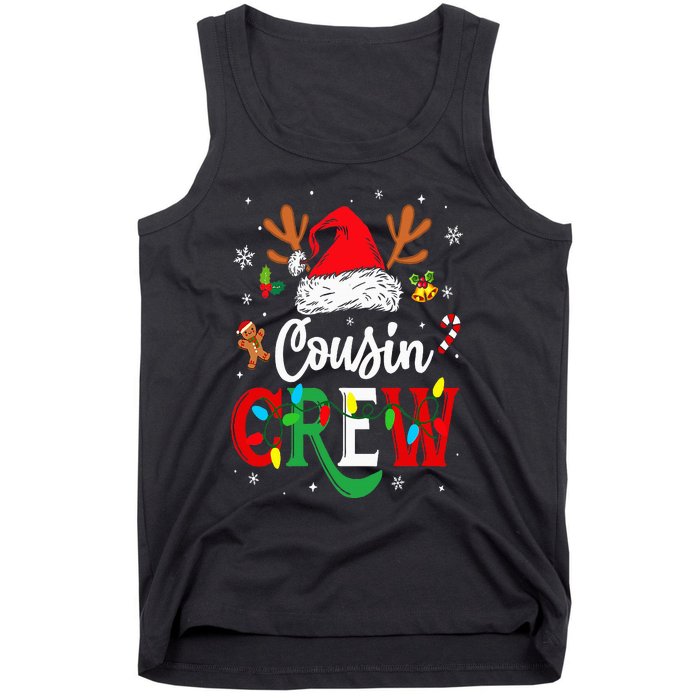 Christmas Cousin Crew Reindeer Santa Hat Lights Tank Top