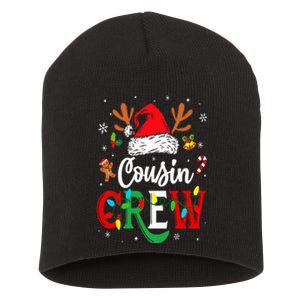 Christmas Cousin Crew Reindeer Santa Hat Lights Short Acrylic Beanie