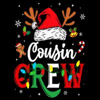 Christmas Cousin Crew Reindeer Santa Hat Lights Zip Tote Bag