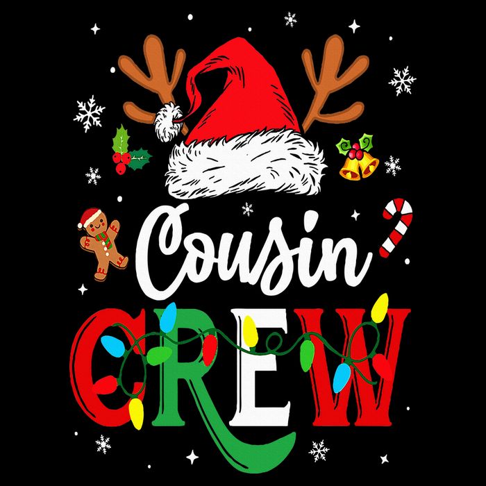 Christmas Cousin Crew Reindeer Santa Hat Lights Zip Tote Bag