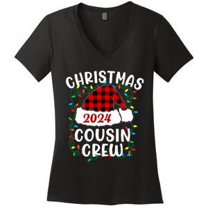 Cousin Crew Cousins Christmas 2024 Family Matching Pajamas Women's V-Neck T-Shirt