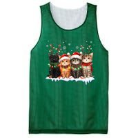 Cute Cat Christmas Light Reindeer Santa Xmas Cat Lover Gift Mesh Reversible Basketball Jersey Tank