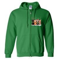 Cute Cat Christmas Light Reindeer Santa Xmas Cat Lover Gift Full Zip Hoodie