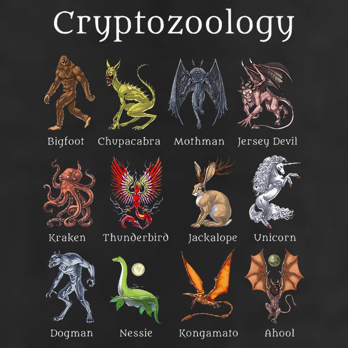 Cryptozoology Cryptid Creatures Fantasy Mythical Monsters 7 Panel Mesh Trucker Snapback Hat