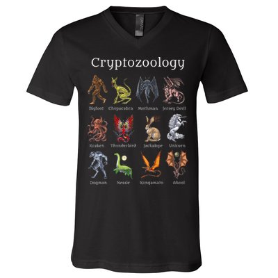 Cryptozoology Cryptid Creatures Fantasy Mythical Monsters V-Neck T-Shirt