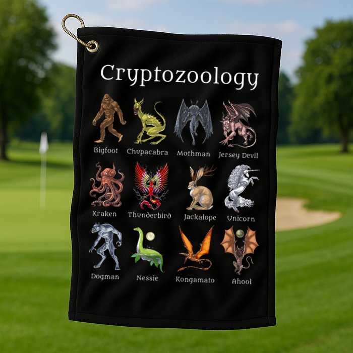 Cryptozoology Cryptid Creatures Fantasy Mythical Monsters Golf Towel