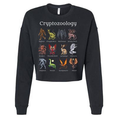 Cryptozoology Cryptid Creatures Fantasy Mythical Monsters Cropped Pullover Crew