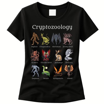 Cryptozoology Cryptid Creatures Fantasy Mythical Monsters Womens T-Shirt