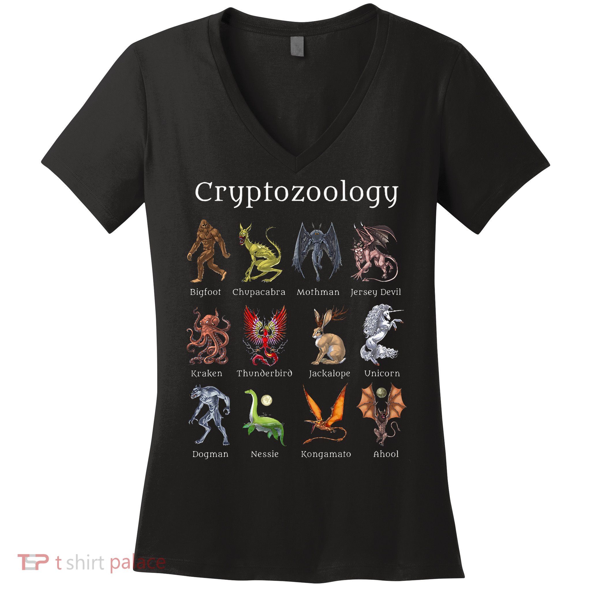 Cryptozoology Cryptid Creatures Fantasy Mythical Monsters Women's V-Neck T-Shirt