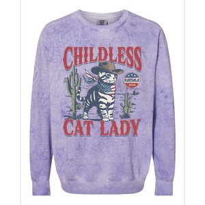 Cowboy Cat Childless Cat Lady For Kamala Election Voting Gift Colorblast Crewneck Sweatshirt