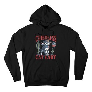 Cowboy Cat Childless Cat Lady For Kamala Election Voting Gift Hoodie