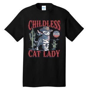 Cowboy Cat Childless Cat Lady For Kamala Election Voting Gift Tall T-Shirt