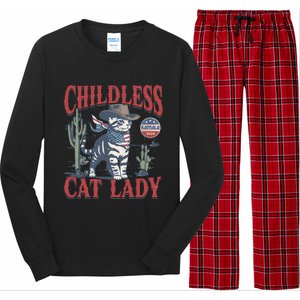 Cowboy Cat Childless Cat Lady For Kamala Election Voting Gift Long Sleeve Pajama Set