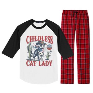 Cowboy Cat Childless Cat Lady For Kamala Election Voting Gift Raglan Sleeve Pajama Set