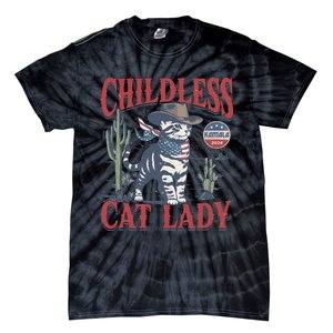 Cowboy Cat Childless Cat Lady For Kamala Election Voting Gift Tie-Dye T-Shirt