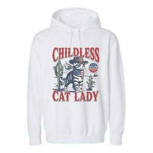 Cowboy Cat Childless Cat Lady For Kamala Election Voting Gift Garment-Dyed Fleece Hoodie