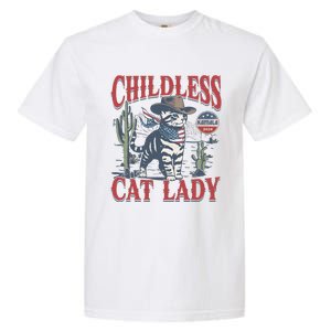 Cowboy Cat Childless Cat Lady For Kamala Election Voting Gift Garment-Dyed Heavyweight T-Shirt