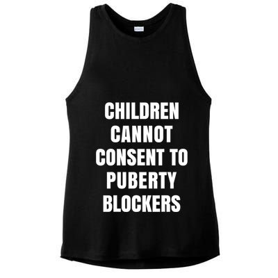 Children Cannot Consent To Puberty Blockers Ladies PosiCharge Tri-Blend Wicking Tank