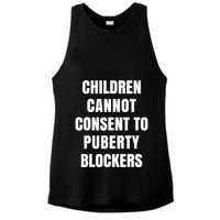 Children Cannot Consent To Puberty Blockers Ladies PosiCharge Tri-Blend Wicking Tank