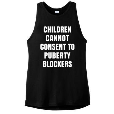 Children Cannot Consent To Puberty Blockers Ladies PosiCharge Tri-Blend Wicking Tank