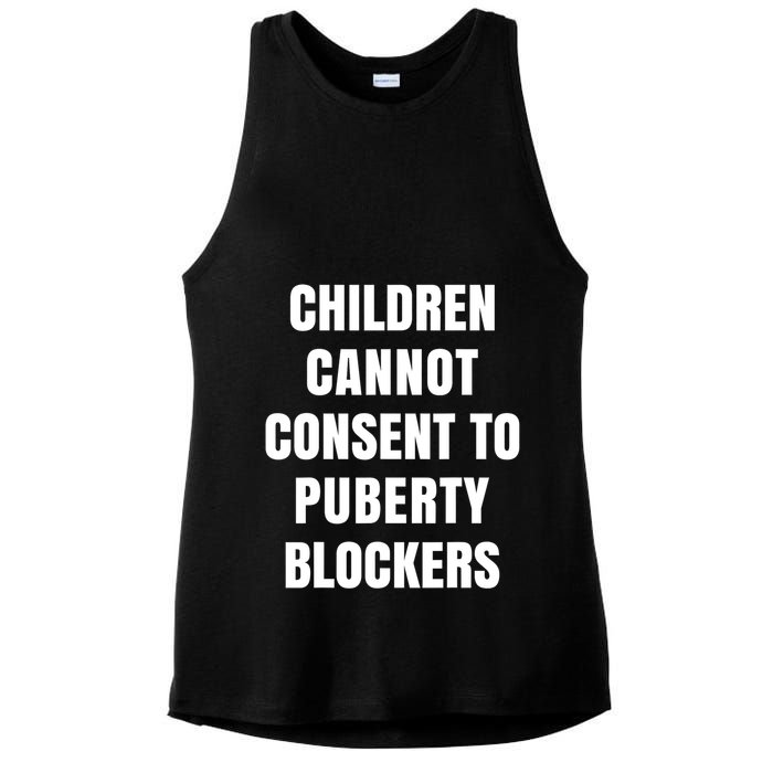 Children Cannot Consent To Puberty Blockers Ladies PosiCharge Tri-Blend Wicking Tank