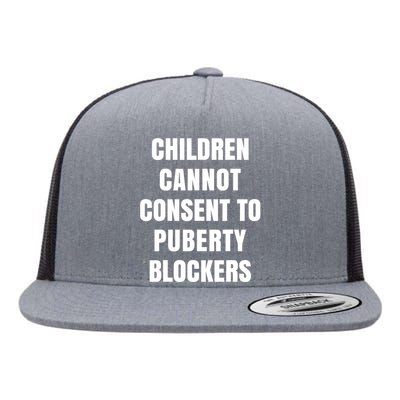 Children Cannot Consent To Puberty Blockers Flat Bill Trucker Hat