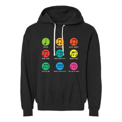 Classic Composers Classical Music Musical Notes Garment-Dyed Fleece Hoodie