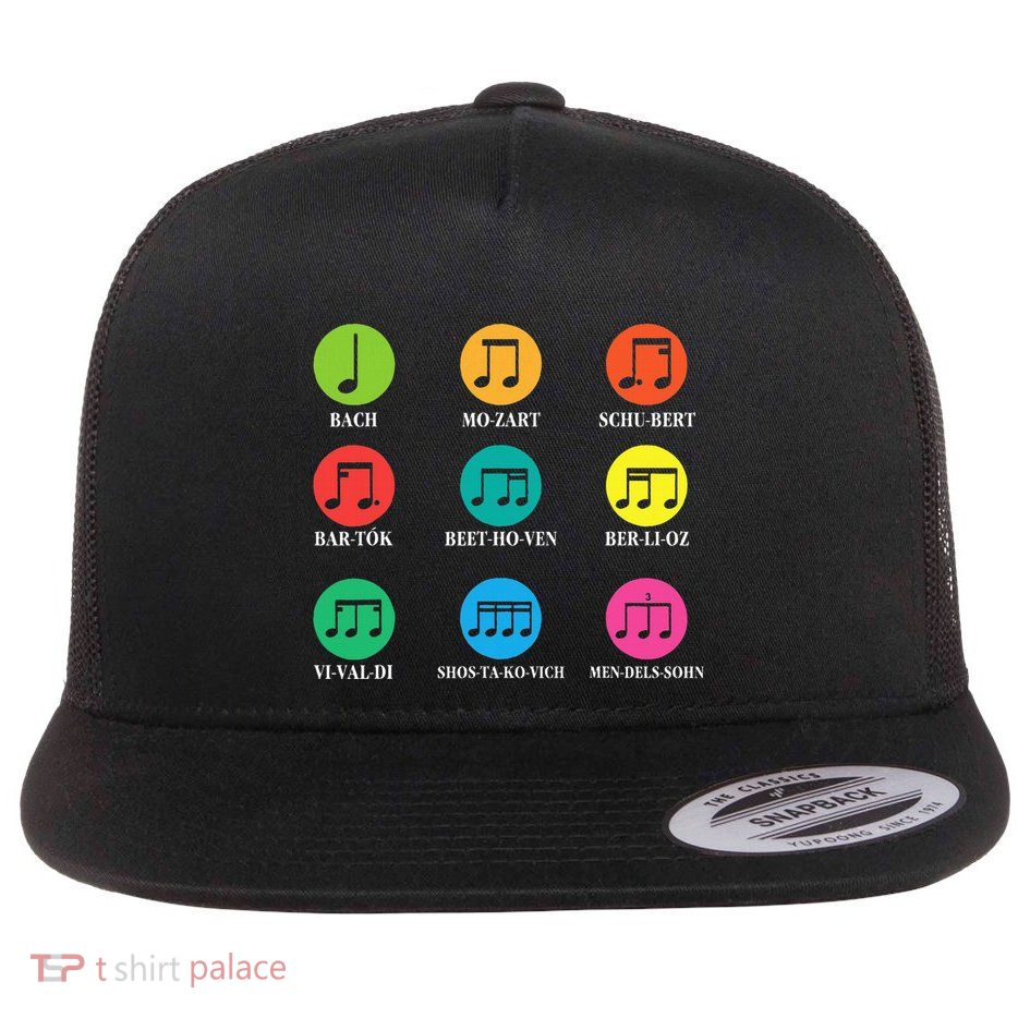 Classic Composers Classical Music Musical Notes Flat Bill Trucker Hat
