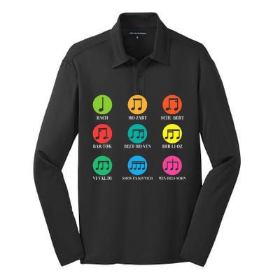 Classic Composers Classical Music Musical Notes Silk Touch Performance Long Sleeve Polo