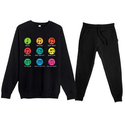 Classic Composers Classical Music Musical Notes Premium Crewneck Sweatsuit Set