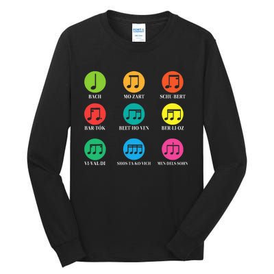 Classic Composers Classical Music Musical Notes Tall Long Sleeve T-Shirt