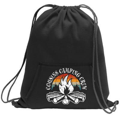 Cousin Camping Crew Retro Sunset With Pine Trees Sweatshirt Cinch Pack Bag