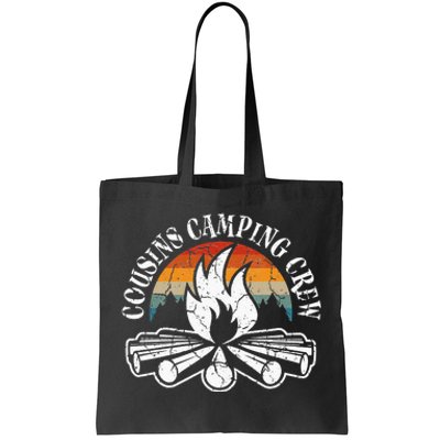 Cousin Camping Crew Retro Sunset With Pine Trees Tote Bag