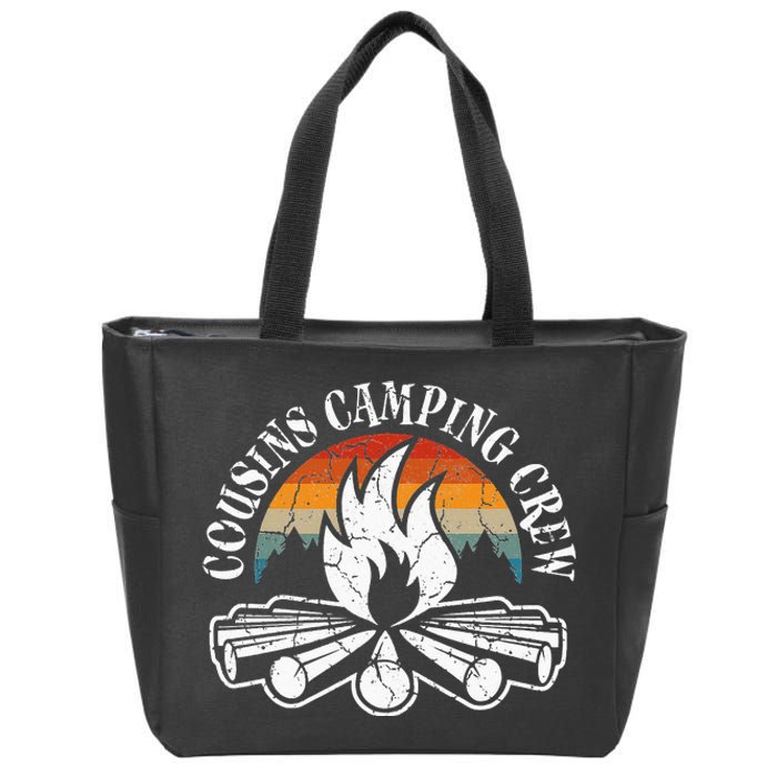 Cousin Camping Crew Retro Sunset With Pine Trees Zip Tote Bag