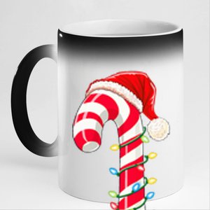 Christmas Candy Cane Santa Hat Xmas Light 11oz Black Color Changing Mug