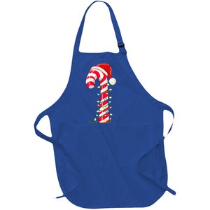 Christmas Candy Cane Santa Hat Xmas Light Full-Length Apron With Pockets