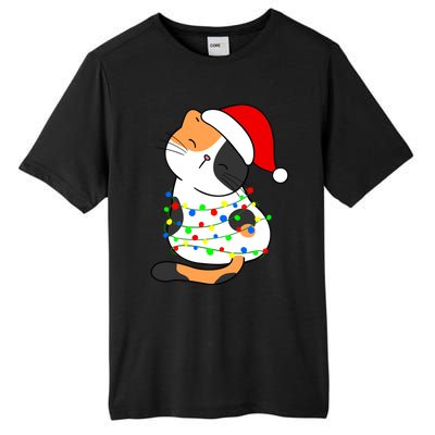 Calico Cat Christmas Tree Lights Santa Hat Funny Cat Lovers Funny Gift Tall Fusion ChromaSoft Performance T-Shirt