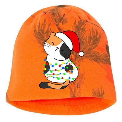 Calico Cat Christmas Tree Lights Santa Hat Funny Cat Lovers Funny Gift Kati - Camo Knit Beanie