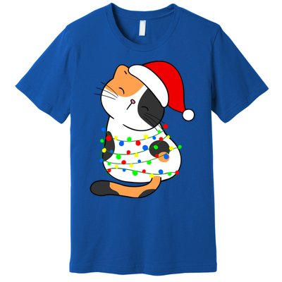 Calico Cat Christmas Tree Lights Santa Hat Funny Cat Lovers Funny Gift Premium T-Shirt