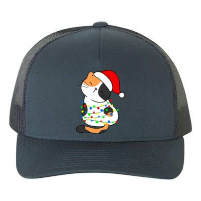 Calico Cat Christmas Tree Lights Santa Hat Funny Cat Lovers Funny Gift Yupoong Adult 5-Panel Trucker Hat