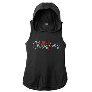 Cross Christmas Cute Xmas Pajama Christian Jesus Faith Ladies PosiCharge Tri-Blend Wicking Draft Hoodie Tank