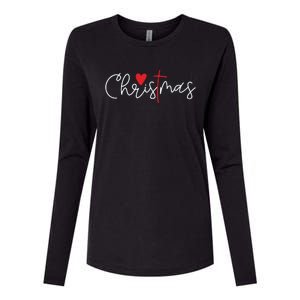 Cross Christmas Cute Xmas Pajama Christian Jesus Faith Womens Cotton Relaxed Long Sleeve T-Shirt