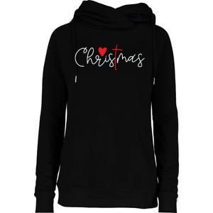 Cross Christmas Cute Xmas Pajama Christian Jesus Faith Womens Funnel Neck Pullover Hood